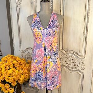 Lilly Pulitzer Amina V Neck Dress in “Lilac Verbena So Snappy Turtle Print